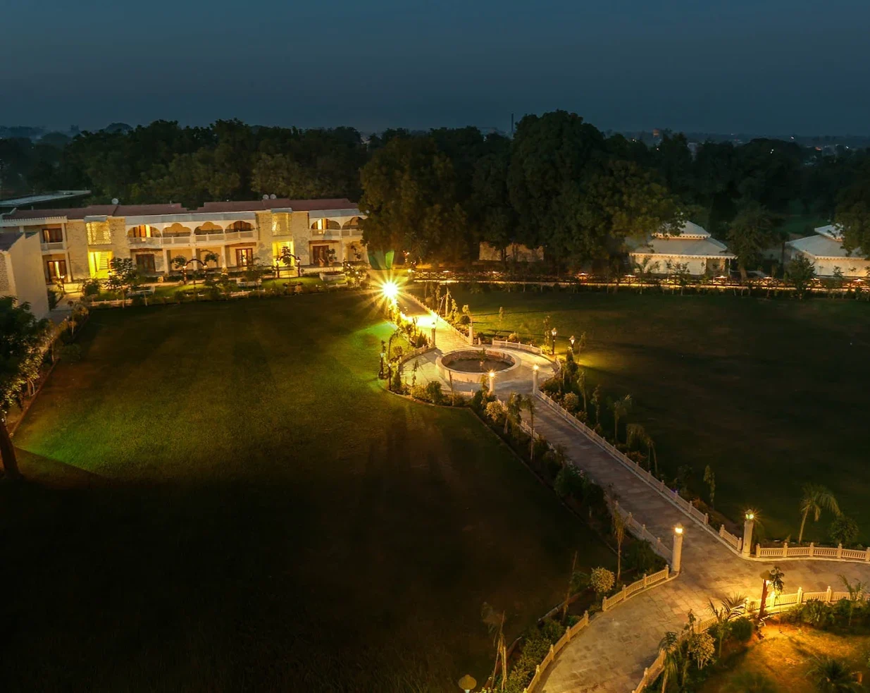 4.Lush green garden area